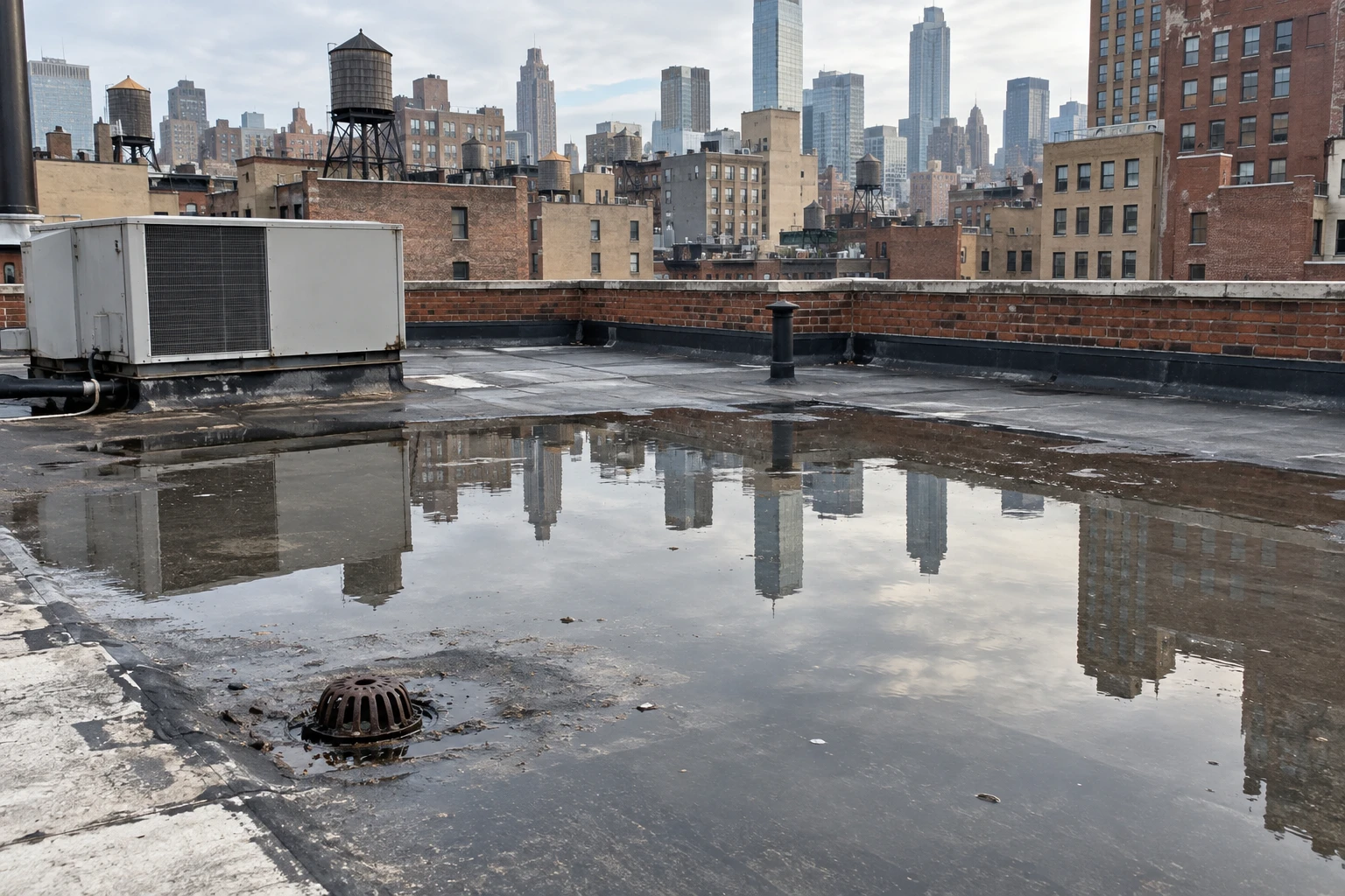 Ponding Water Roof Repair in Manhattan, New York